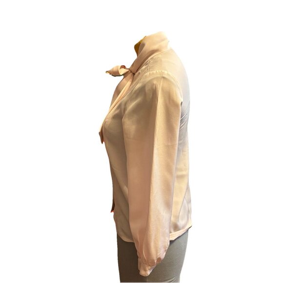 Lelic Women’s Pink Button Front Long Sleeve Blouse, Size M/L, Bowtie Top Office - Picture 5 of 6